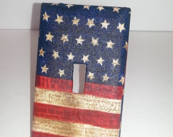 Rustikale amerikanische Flagge Lichtschalterplattenabdeckung, Americana Flaggenschalterplatte,