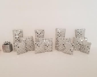 Almohada brillante para muñeca, accesorio en miniatura para casa de muñecas