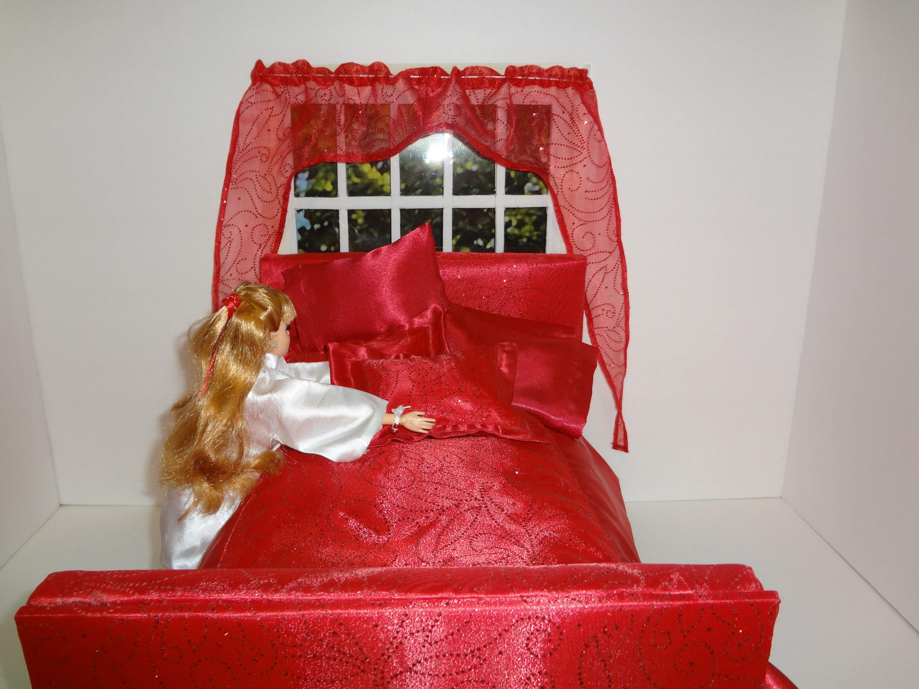 Red Satin Barbie Quilt Barbie Bed Comforter Barbie Etsy