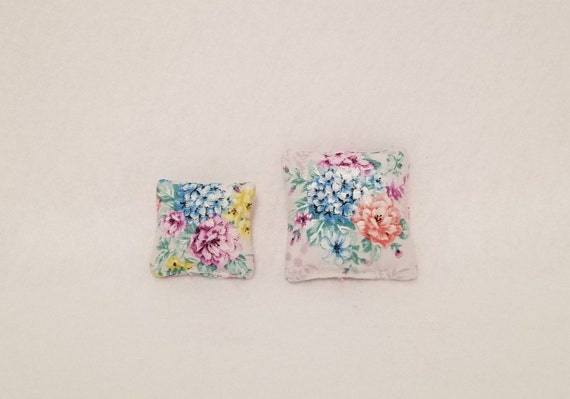 Floral Dollhouse Pillow, Handmade Miniature Flower Pillow, 1:6 Scale