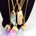 Gold Dipped Crystal Necklace - Natural Crackle - Crystal Pendant - Crystal Jewelry - Gold Crystal - Gold Necklace - Gold quartz pendant