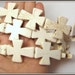 1 Strand Large Howlite Cream Cross Beads, bulk beads, Stone cross pendant, Religious faith jewelry, Bible School, 35x30x7mm, USA Seller