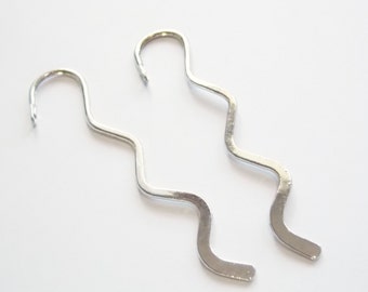 Silver squiggle book mark Bookmark blanks for beading Wholesale Charm Bookmark for books Shepherds hook Metal Unique Bookmarker