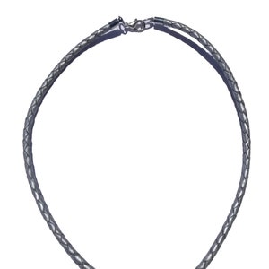 Leather Cord Silver Braided Necklace 4 MM - Sizes 14&quot;-28&quot;