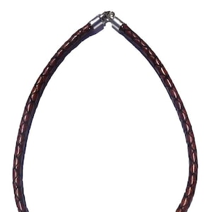 Leather Cord Necklace Brown Braided 5 MM - Sizes 14&quot;-28&quot; - Natural Dye