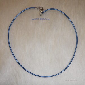 Leather Cord Metallic Blue Smooth finish Necklace 2 MM - Sizes 14&quot;-28&quot;