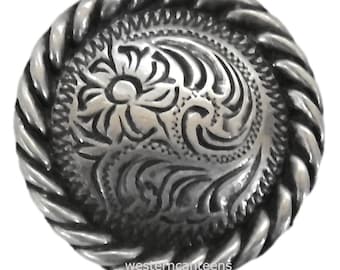 Round Rope Edge Concho Antique Silver Size 1" C215
