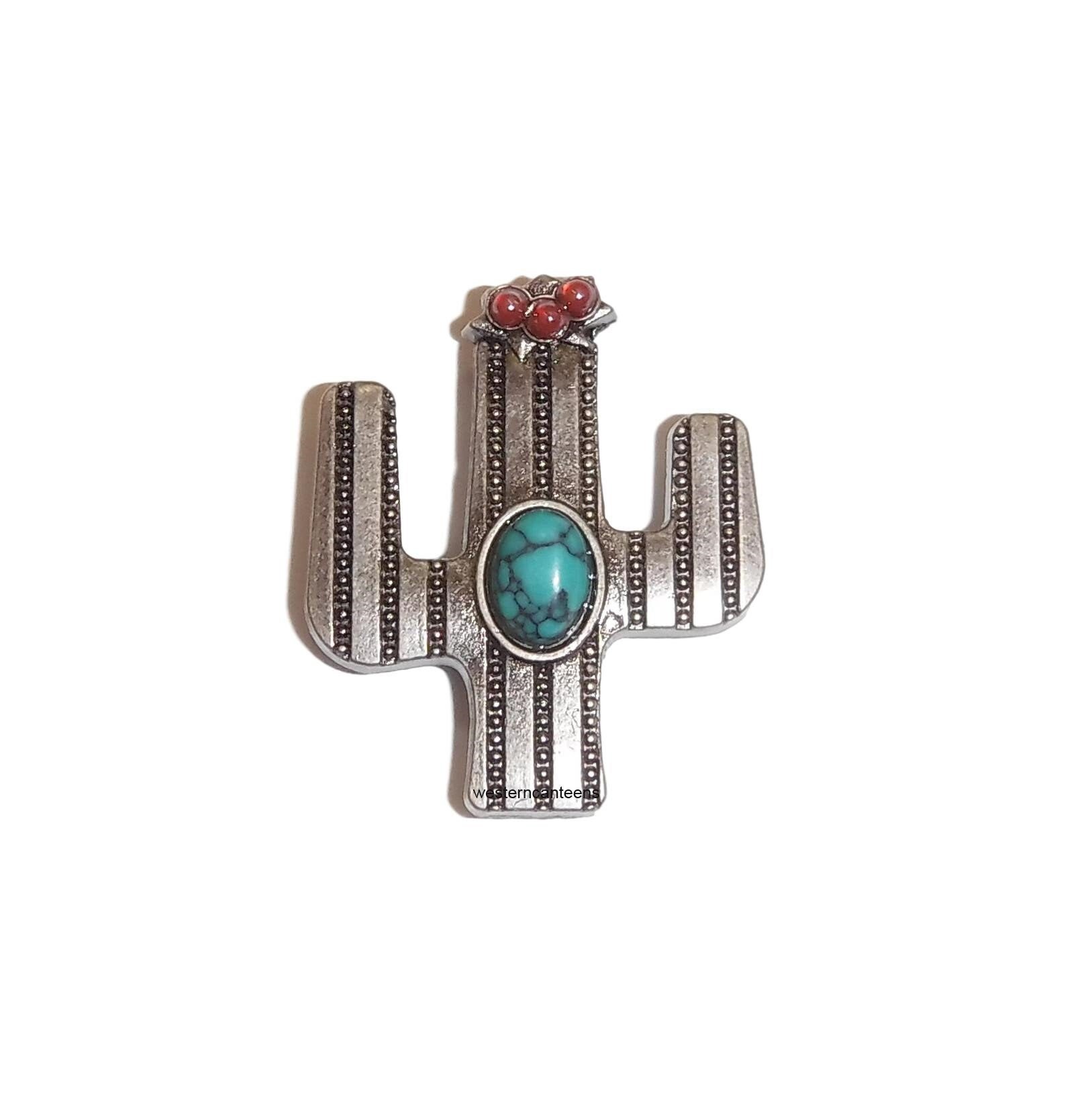 Saguaro Cactus W/Turquoise Concho Antique Silver Size 1 1/2" C166