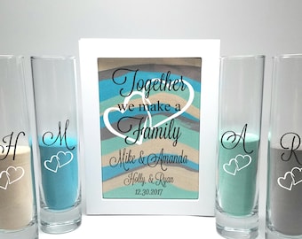 Blended Family Wedding Sand Ceremony Shadow Box Set, Unity Candle Alternative, Together We Make a Family, Blended Family Sand Frame and Sand