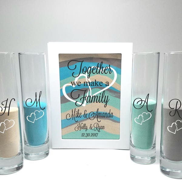 Blended Family Wedding Sand Ceremony Shadow Box Set, Unity Candle Alternative, Together We Make a Family, Blended Family Sand Frame and Sand