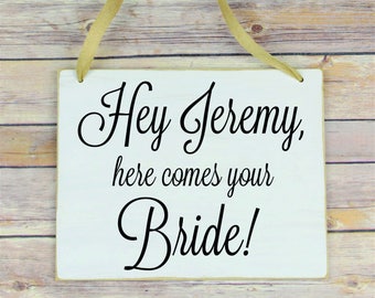 Sign for Wedding, Wedding Signs, Here Comes the Bride Sign, Wood Sign, Wedding Shower Gift, Rustic Wedding Decor, Barn Wedding Decor