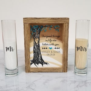 Rustic Unity Sand Ceremony Set Shadow Box, Unity Candle Alternative for Barn Wedding, Rustic Wedding, Country Wedding, or Woodlands Wedding