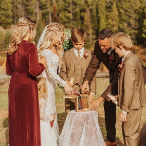 Sand Ceremony Set for Blended Family, Rustic Wedding Shadow Box Sand Ceremony Set, Unity Candle Alternative, Beach or Outdoor Wedding Decor image 4