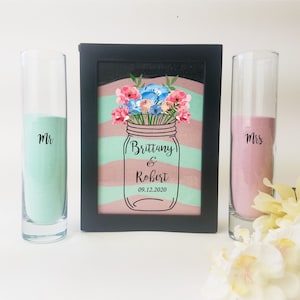 Personalized Wedding Sand Ceremony Shadow Box or Set, Unity Sand Ceremony Frame, Sand and Pouring Vases Optional, Mason Jar