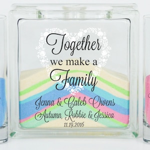 Kit de cérémonie de mariage en famille recomposée sur le sable, alternative aux bougies Unity, ensemble, nous formons une famille, cadeau de mariage pour famille recomposée