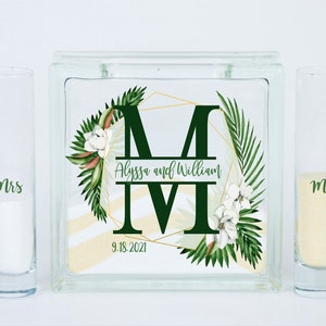 Unity Sand Ceremony Set For Wedding - Monogram Unity Sand Set for Tropical Wedding  - Beach or Outdoor Wedding Decor - Unity Candle Option