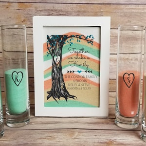 Blended Family Wedding Sand Ceremony Shadow Box Set, Unity Candle Alternative, Together We Make a Family, Blended Family Sand Frame and Sand