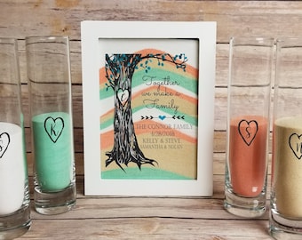 Blended Family Wedding Sand Ceremony Shadow Box Set, Unity Candle Alternative, Together We Make a Family, Blended Family Sand Frame and Sand