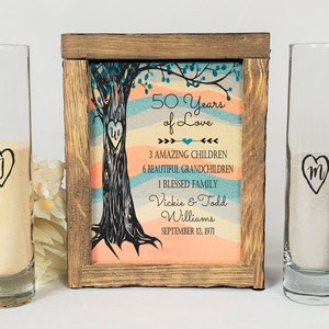 50th, 25th, 15th, or 10th Anniversary Sand Ceremony Gift Set, Personalized Family Tree for Anniversary Party Decor, Vow Renewal Sand Set