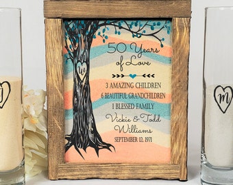 50th, 25th, 15th, or 10th Anniversary Sand Ceremony Gift Set, Personalized Family Tree for Anniversary Party Decor, Vow Renewal Sand Set