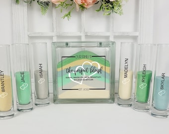 Blended Family Wedding Sand Ceremony Vase Set with Lid, Unique Unity Candle Alternative, The Perfect Blend Family Sand Set, Sand Included