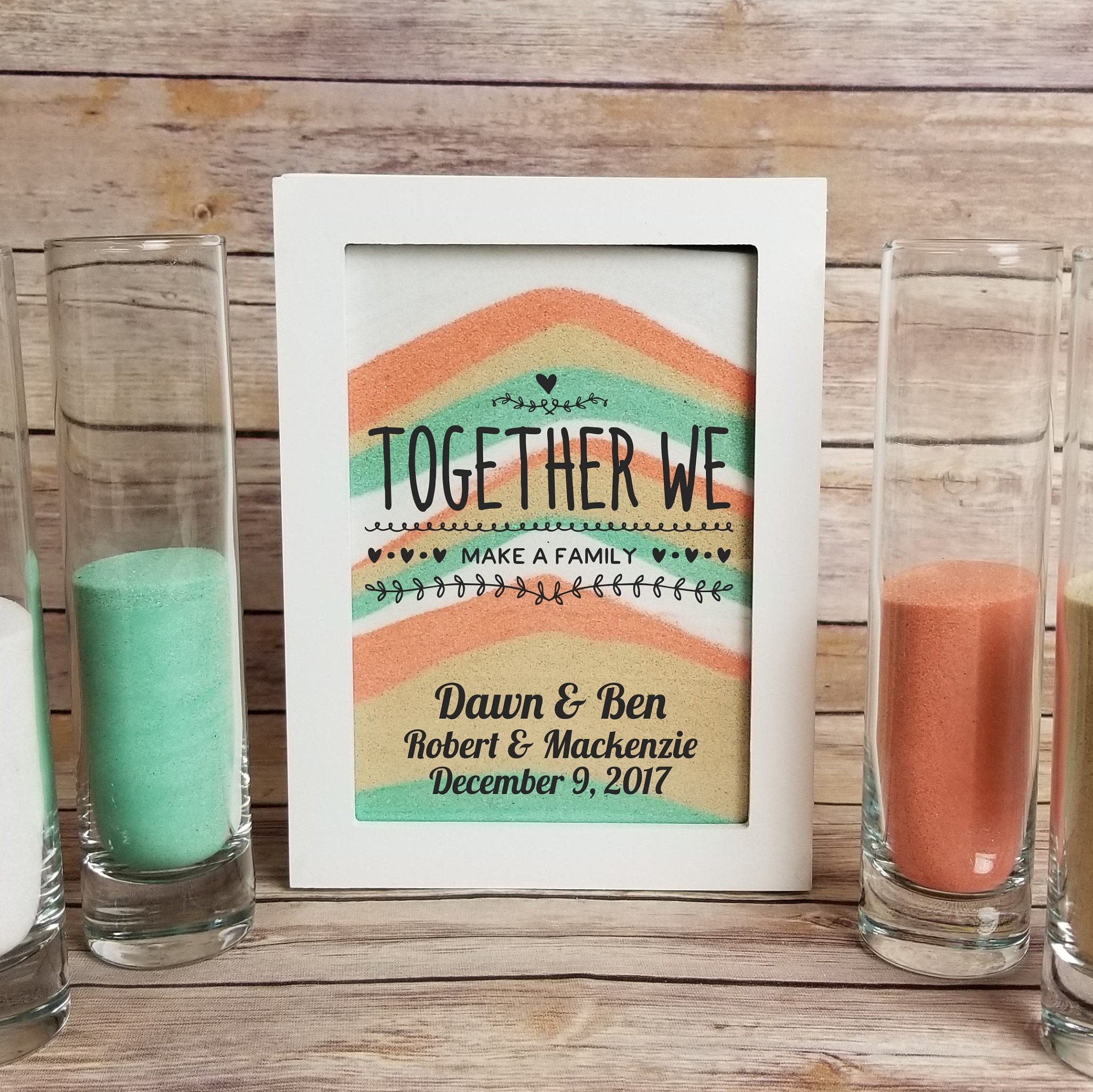 Blended Family Sand Ceremony Set, Together We Make a Family Shadow Box Kit, Unity Candle Alternative, Blended Family Sand Frame with a Lid