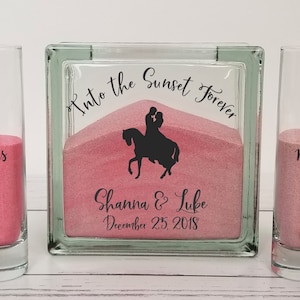 Equestrian Sunset Sand Ceremony Set, Horse Wedding, Unity Sand Vase, Wedding Sand, Beach Wedding Decor, Unity Candle Set, Sand Ceremony Kit