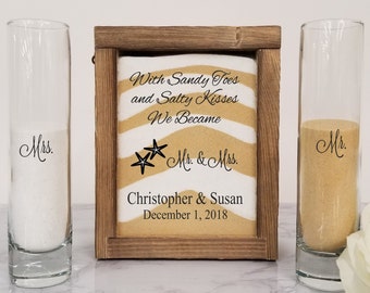 Beach Wedding Decor, Unity Sand Ceremony Set Shadow Box, Unity Candle Alternative for Beach Wedding, Rustic Wedding Decor, Unity Sand Box