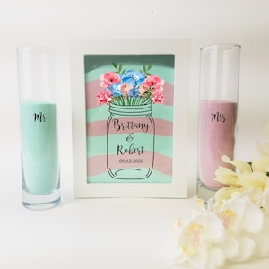 Personalized Wedding Sand Ceremony Shadow Box or Set, Unity Sand Ceremony Frame, Sand and Pouring Vases Optional, Mason Jar