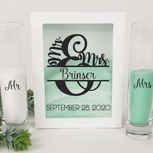 Personalized Wedding Sand Ceremony Shadow Box or Set, Unity Sand Ceremony Frame, Sand and Pouring Vases Optional