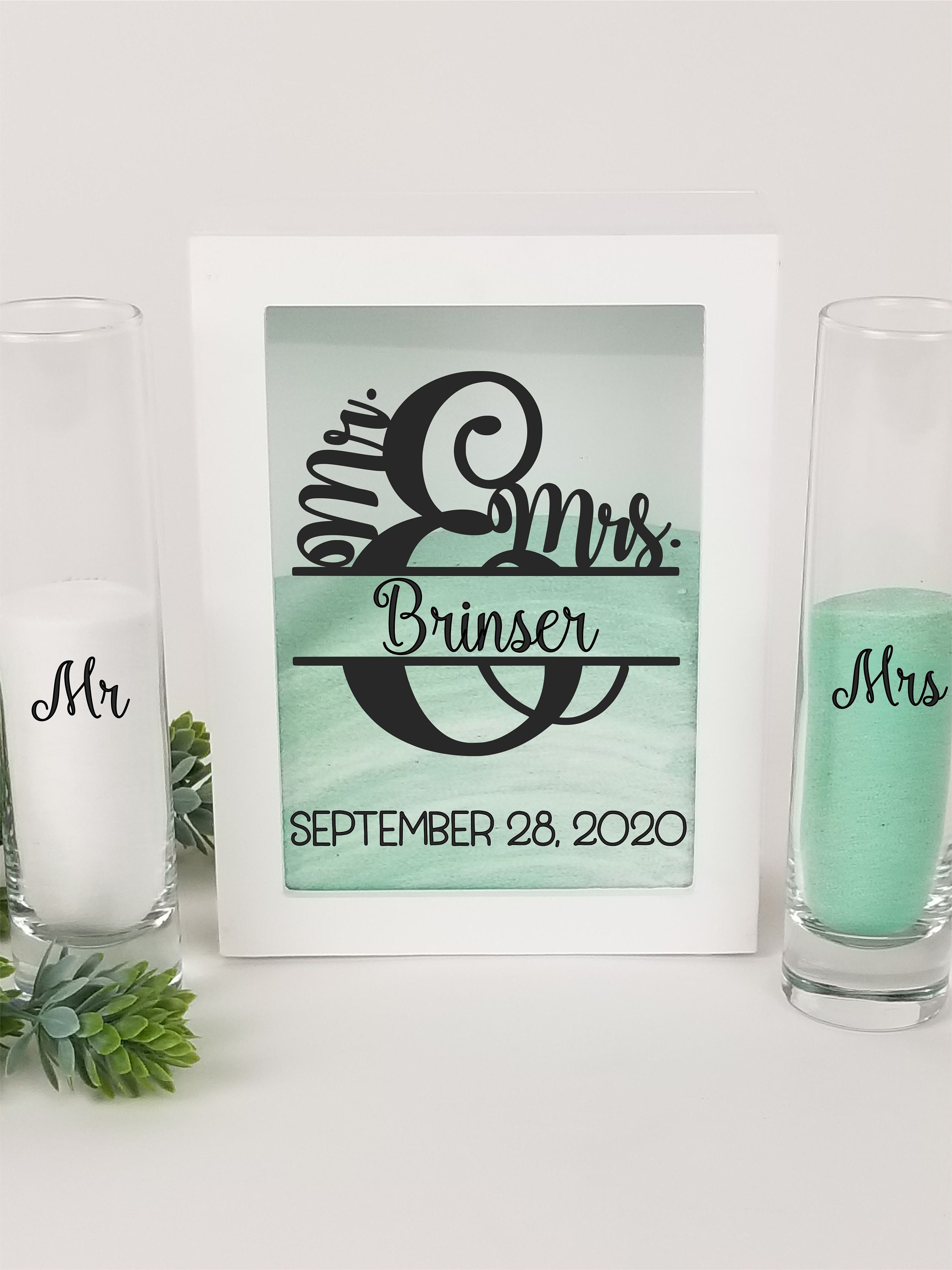 Unity Set Etched Glass Sand Ceremony Set Bride and Grooms Names and Wedding Date Personalized
