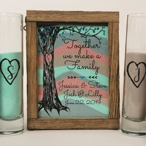 Sand Ceremony Set for Blended Family, Rustic Wedding Shadow Box Sand Ceremony Set, Unity Candle Alternative, Beach or Outdoor Wedding Decor image 5