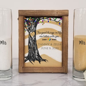 Same-Sex, Gay, Lesbian Rustic Unity Sand Ceremony Set Shadow Box, Unity Candle Alternative for Barn Wedding, Rustic Wedding, Country Wedding
