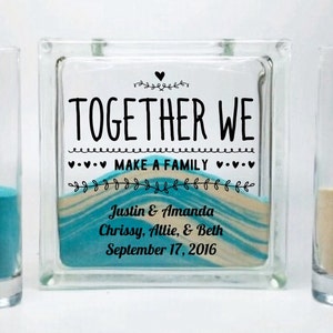 Blended Family complete zandceremonieset, permanent printen, geen vinyl, samen maken we een familiezandset, alternatief voor Unity Candle