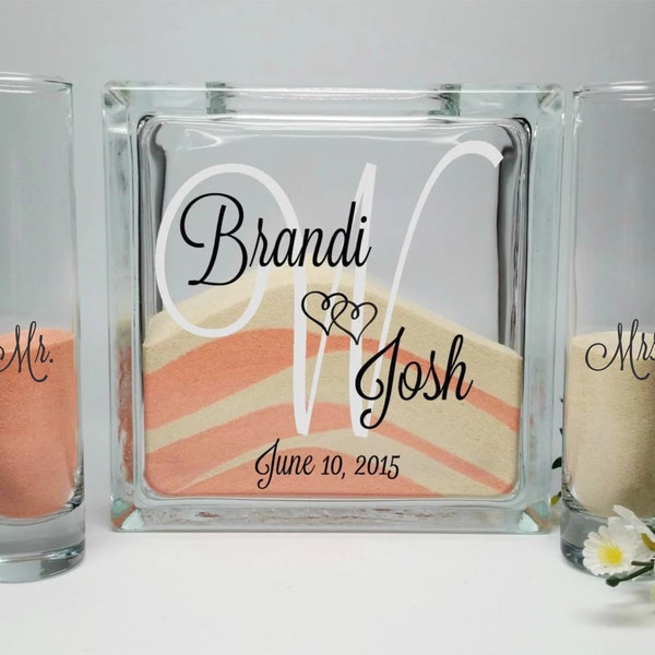 Sand Ceremony Set, Unity Sand Vase, Blended Wedding, Wedding Sand, Beach Wedding Decor, Candle Alternative, Sand Ceremony Kit, Sand Set