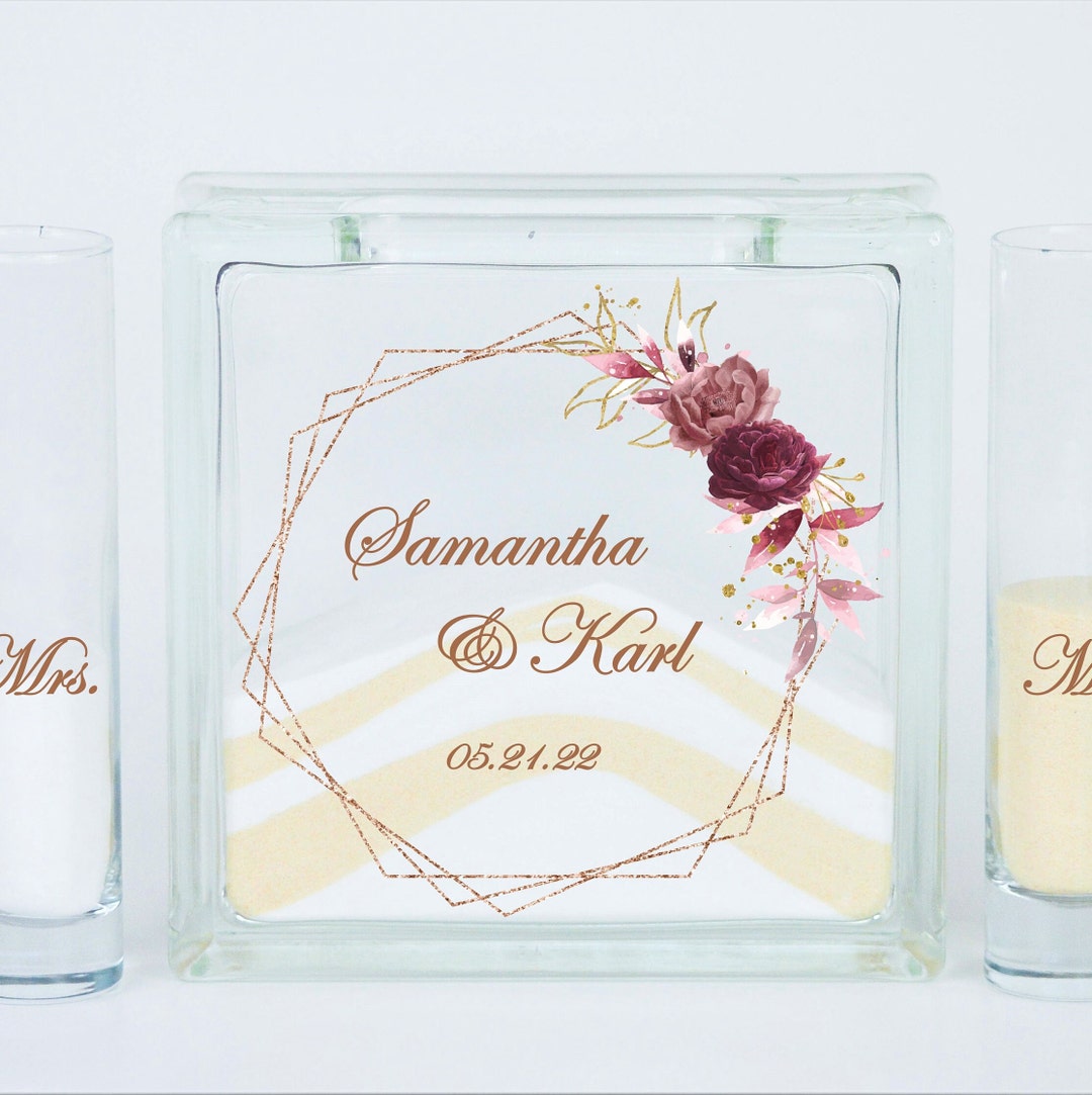Rose Gold Geometric Frame Unity Sand Ceremony Set, Unity Sand Ceremony ...