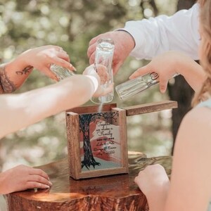 Sand Ceremony Set for Blended Family, Rustic Wedding Shadow Box Sand Ceremony Set, Unity Candle Alternative, Beach or Outdoor Wedding Decor image 2