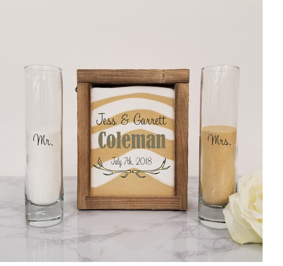 Rustic Barnwood Unity Sand Shadow Box Set, Wedding Unity Candle