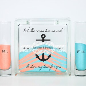 Unity Sand Ceremony Set, strand nautische bruiloft, anker bruiloft thema, Unity kaars alternatief, Unity vaas met deksel, Unity zandvaas kit
