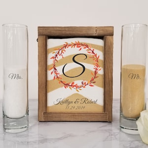 Rustic Unity Sand Ceremony Set Shadow Box for Fall Wedding, Unity Candle Alternative for Barn Wedding, Country Wedding, or Woodlands Wedding