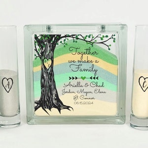 Blended Family Wedding Unity Sand Ceremony Jar with Lid, Unity Candle Alternative, Together We Make a Family Sand Set with Sand Included