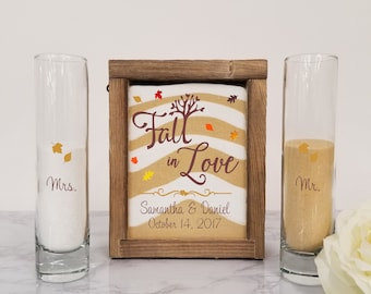 Rustic Unity Sand Ceremony Set Shadow Box, Unity Candle Alternative for Barn Wedding, Rustic Wedding, Country Wedding, or Woodlands Wedding