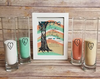 Blended Family Wedding Sand Ceremony Shadow Box Set, Unity Candle Alternative, Together We Make a Family, Blended Family Sand Frame and Sand
