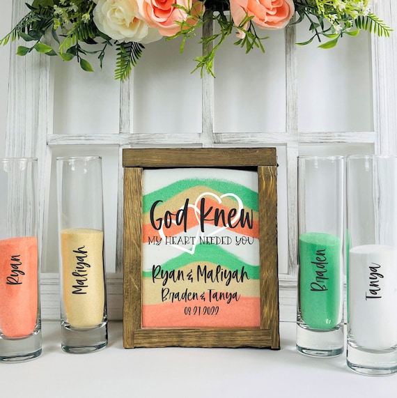 Blended Family Unity Sand Ceremony Set for Wedding Rustic Shadow Box Sand Kit Unity Candle Alternative Barn Outdoor or Church Wedding