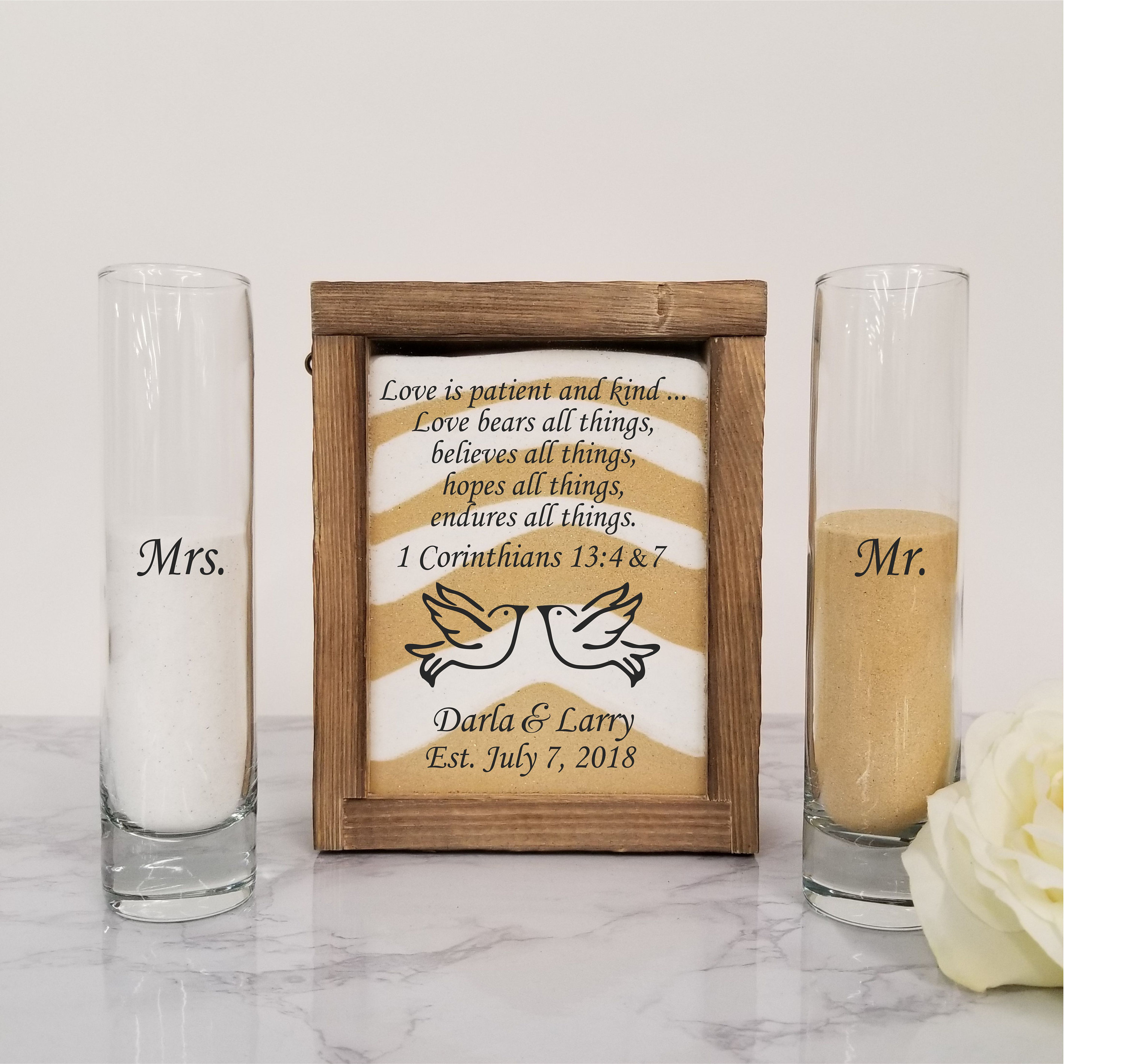 Sand Ceremony Rustic Unity Set Wedding Keepsake Box With Pouring