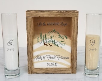 Rustic Unity Sand Ceremony Set Shadow Box, Unity Candle Alternative for Barn Wedding, Rustic Wedding, Country Wedding, or Woodlands Wedding