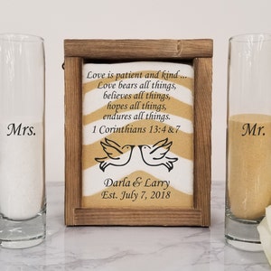 Rustic Unity Sand Ceremony Set Shadow Box, Unity Candle Alternative for Barn Wedding, Rustic Wedding, Country Wedding, or Woodlands Wedding