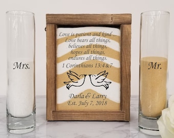 Rustic Unity Sand Ceremony Set Shadow Box, Unity Candle Alternative for Barn Wedding, Rustic Wedding, Country Wedding, or Woodlands Wedding