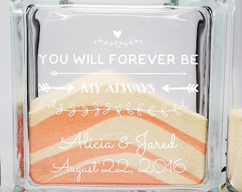 Unity Candle Alternative - Unity Sand Set - Wedding Unity Sand Ceremony Set - Beach Wedding Decor - You Will Forever Be My Always