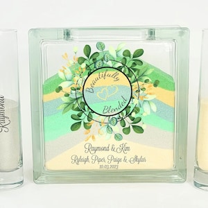 Blended Family Wedding Unity Sand Ceremony Jar with Lid, Unity Candle Alternative, Beautifully Blended Family Sand Set with Sand Included